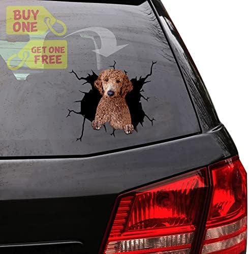 Adesivo de crack de poodle dourado para janela de carro Memes engraçados para laptop adesivos para pais para pais