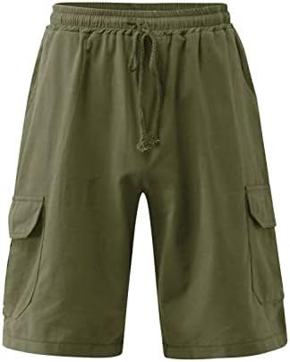 Ozmmyan Shorts de carga para homens Moda de verão elástico cor sólida de cor sólida casual Cinco calças de praia de meio