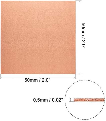 Folha de cobre, placas de cobre de metal 2 comprimento x 2 largura x 0,02 de espessura 2pcs