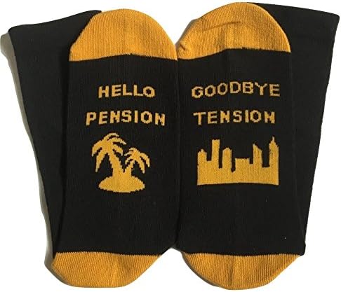 Meias engraçadas para presente de aposentadoria - Adeus tensão Hello Pension - Unissex One Size se encaixa em todos, se