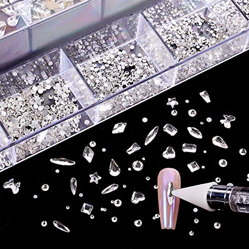 Frujcdki 12 tipos de 600 diamantes brancos +2500 strass planos mistos 20 estilos cristais de strass planície de shinestone