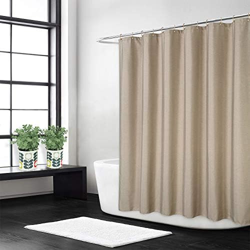 Cortina de chuveiro de tecido caromio, linho de linho como 240gsm de pano pesado cortina de chuveiro para banheiro com ganchos