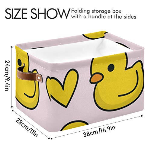 Libin de armazenamento retangular Bin Animals Duck Tela Tecido com alças - Bin organizador de tecidos para meninos e meninas