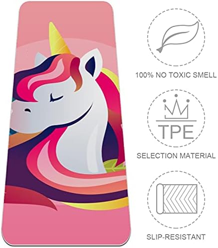Mat de ioga extra grosso de 6 mm, adorável unicórnio rosa-01 impressão e ecologicamente correto TPE Mats Pilates tape