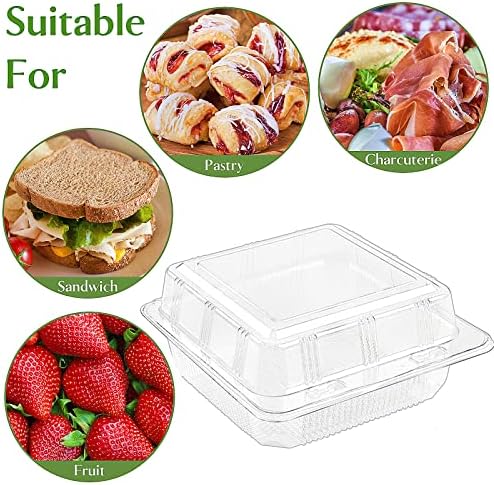 Toflen Disponível Recipientes de alimentos de plástico de plástico dispensável com tampas claras Camaques Retalhas de pão 5.1x5.3x2,5