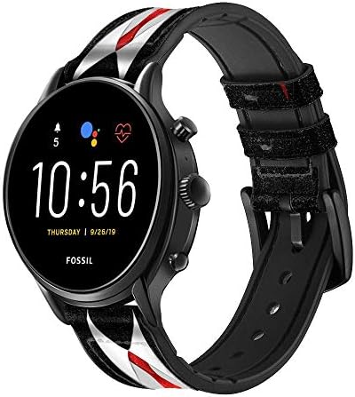 CA0200 Terno preto Leatra e silicone Smart Watch Band Strap for Fossil Mens Gen 5e 5 4 Sport, Hybrid Smartwatch HR