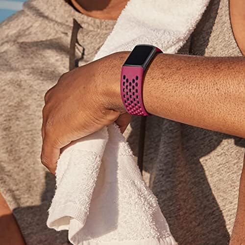 Para Fitbit Charge 5 Bandas tiras de silicone para homens e mulheres, faixa de vigia elástica de água elástica ajustável com orifícios