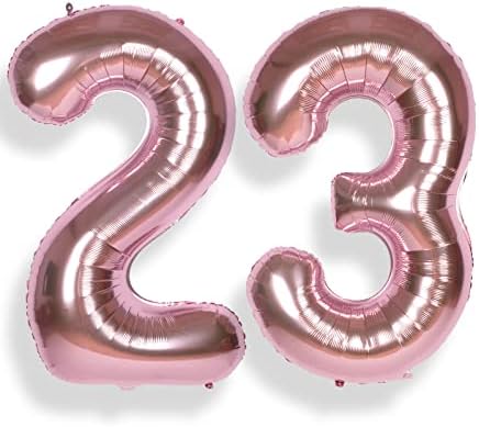 AULE 40 polegadas grandes 23 números de balão Número de ouro rosa Big Foil Balloons Helium Helium feliz 23º aniversário