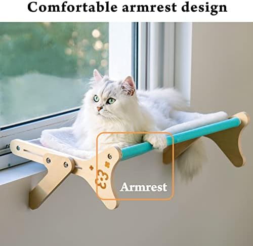 Cama de gato da janela de gato para gatos internos, cama de gato de pedestres ajustável, resistente cama de gato firme para janelas,