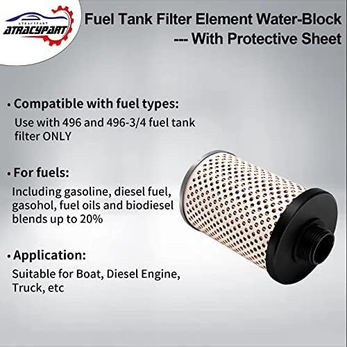 496-5 Elemento do filtro de tanque de combustível Blocos de água │ Roldição para a diesel Gasoline Biodiesel Water Separe 30