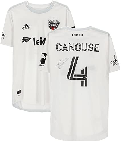 Russell Canouse D.C. United Autografed Match Used White 4 Jersey da temporada de 2020 MLS - camisas de futebol autografadas