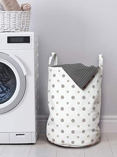 Bolsa de lavanderia minimalista de Ambesonne, ilustração monocromática de pequenos rhombus e quadrados circulares, cesto de