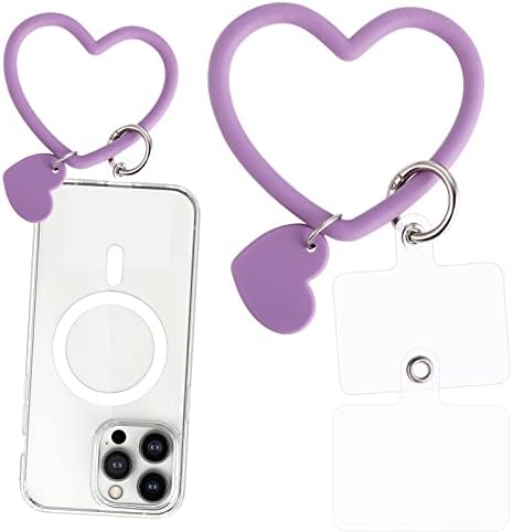 Tiesome Heart Loop Phone cordão, pulso de mão inteligente Lanyard Strap com o suporte da corrente de chave compatível com a