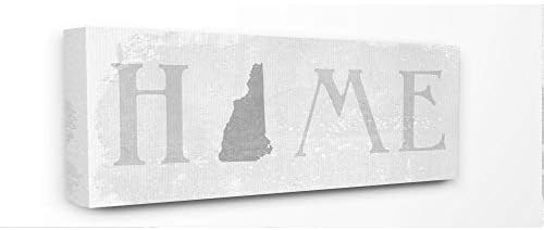 Stuell Industries New Hampshire Mapa Estado de Estado Cinza Neutro Texturizado Design de Placa Arte da Placa de Daphne Polselli,