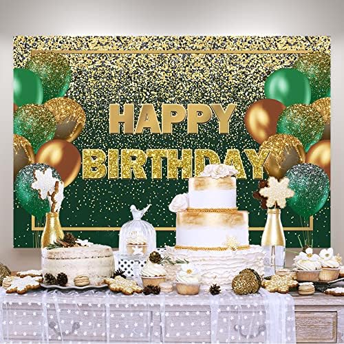 Ticuenicoa 6 × 4ft Glitter Green Gold Birthday Birthday Gold Gold Green Bokeh Balões homens homens Happy Birthday Birthday