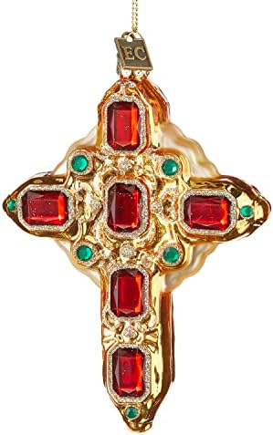 Ornamento de estatueta de Natal de joias Cruzado 5,5 Ornamento de vidro Decoração de árvore de Natal