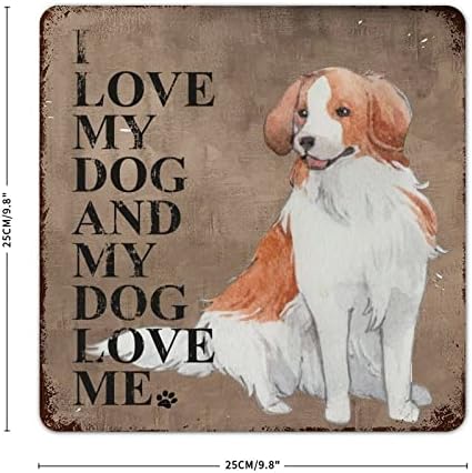 Placa de placa engraçada de cachorro metal eu amo meu cachorro e meu cachorro me ama, cabide de porta de cachorro com cães de
