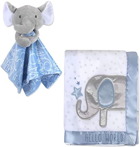 Baby Essentials Hello World Newborn Elephant Blanket Lovey e Swaddle Swaddle para meninos