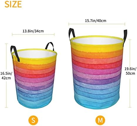 Arco -íris colorido listrado listrado cesto de lavanderia colapsível curando cura de roupas de armazenamento de armazenamento
