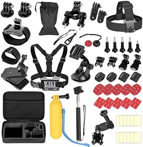 Kit de acessórios para câmeras de ação eart para o herói GoPro 11 10 9 8 7 6 5 4 3+, 53 em 1 pacote de preto go pro Black,