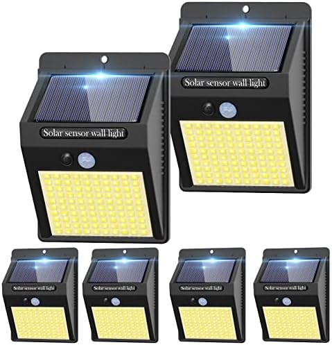 6 Pacote Luzes de movimento solar ao ar livre, 3 modos/luzes solares de segurança solar Luzes de segurança sem fio IP65