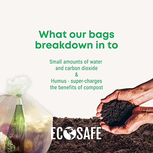 ECOSAFE -6400 CP1617-6 Bolsa compostável certificada - bolsas verdes de 16x17 ”para lixo de 2,5 galões - vazamento extra forte,