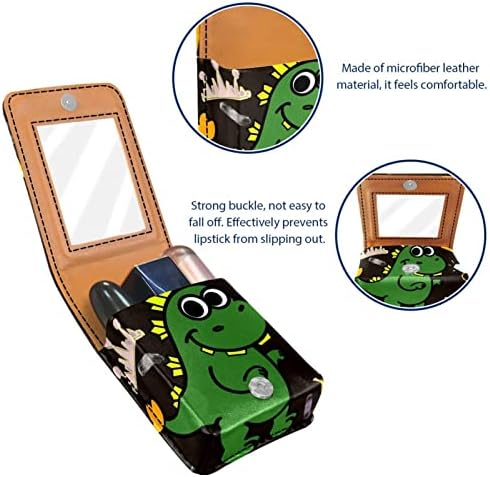 Caixa de batom oryuekan com espelho bolsa de maquiagem portátil fofa bolsa cosmética, dinossauro cartoon coroa diamante