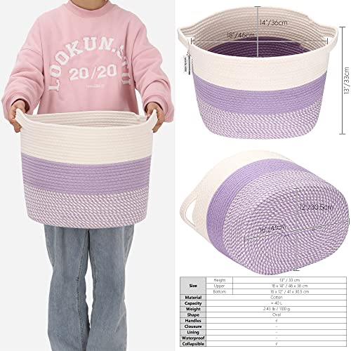 Equipe marítima Oval grande corda de algodão tecido de armazenamento com alças, caddy de fraldas, cesta de chá de bebê,