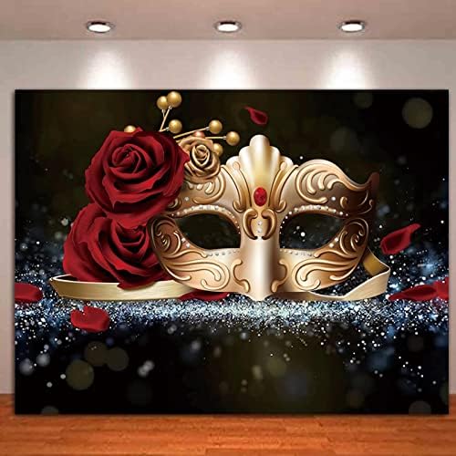 Fotografia de máscaras Máscara de pano de fundo Golden Rose Rose Fiesta foto de fundo preto Carnaval Mardi Gras Birthday Party