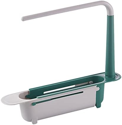 Upkoch 1pc telescópico rack de rack rack rack para esponjas bandeja de talheres utensílios de cozinha verde utensílios