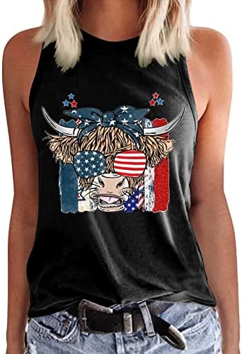 4 de julho Camisas para mulheres American Flag Summer Summer Sleesess Crew Neck Tops Tops Stars Stripes T-shirt Casual