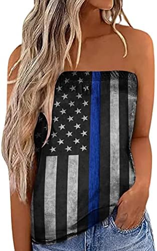 lcepcy feminino fora de ombro tampo de tanques americanos bandeira gráfica moda de moda sem alças para 4 de julho de 2023