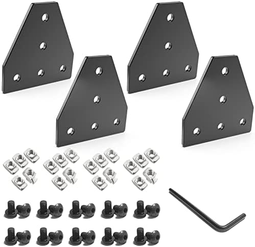 Qijintrid 4pcs T Forma 2020 Série 5 orifícios de 5 placas articulares, placa de suportes de canto de alumínio com