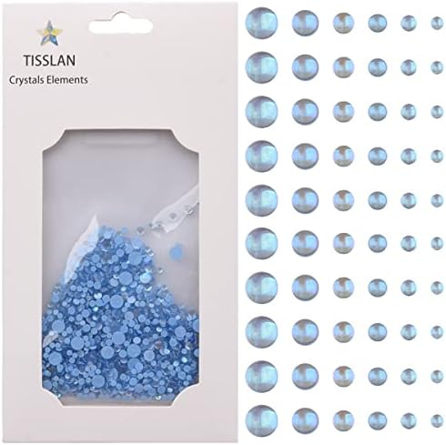 Tisslan 1440pcs sparas sparas shinestones mix tamanho 3d doces iridescente sereia azul stres de miçangas de vidro pedras de vidro