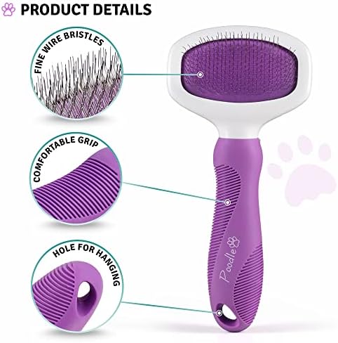 Poodle Pet Slicker Brush para Removedor de Cabelos de Pet Small e Grandes | Efetivamente e sem esforço remove emaranhados,