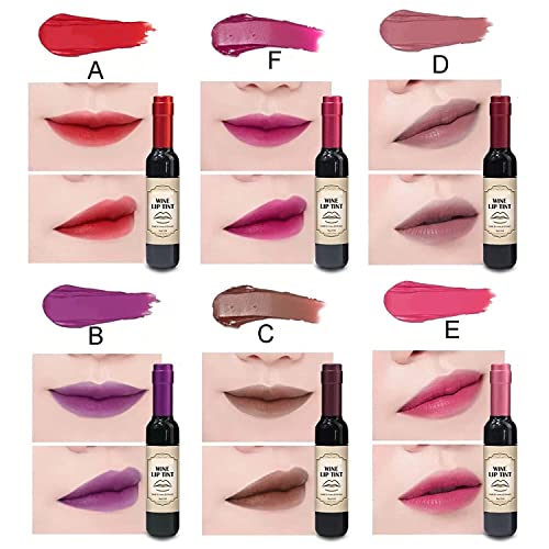 Owsen atualizou 6 cores de lábios de vinho, batom de vinho, garrafa de vinhos fosco de gloss, mancha de lábio líquido à prova d'água,