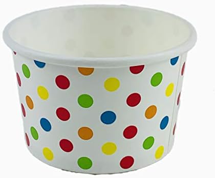Worlds Paper Cream Cups Polka Dot Paper Iogurt Cups 4oz Mix 50 pack