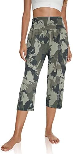 Calça de cintura alta feminina da UEU Capri Casual Palnta de ioga solta Capris Capris Sortting com bolsos