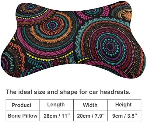 Padrões redondos de ornamentos Carco de travesseiro de pescoço de 2 travesseiros de apoio de cabeça em forma de osso para o carro