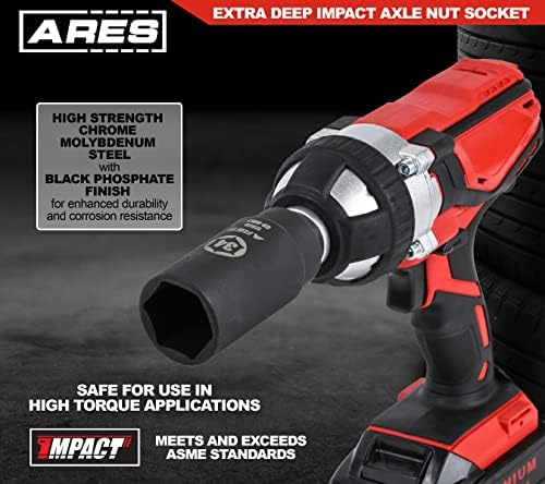 Ares 12038-34mm Morca do eixo Socket - 6 pontos - soquete de impacto de acionamento de 1/2 polegada extra escuro para