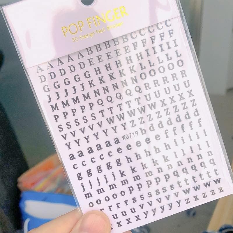 New Roman 26 Inglês Número do alfabetismo 3D adesivo de unhas auto -adecais Palavra de tatuagens de unhas de letra