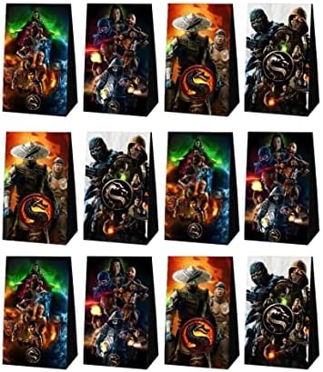 JUSTION 12PCS Party Bags 2 Style Party Favors Gift Sacors para Mortal Fast Kombat Kids Party Decoration 4 Padrões Candy