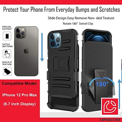 Ohiya Case Compatível com o iPhone 12 Pro Max [Proteção militar Proteção à prova de choque de choque para o coldre