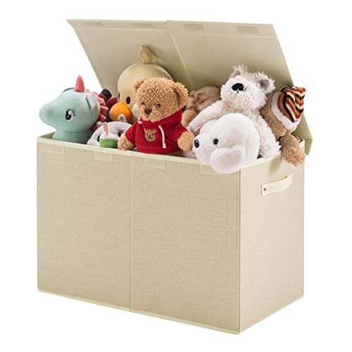 Organizador de armazenamento no peito da caixa de brinquedos YouDenova, caixa de brinquedos infantis extra grande com tampa de flip-top