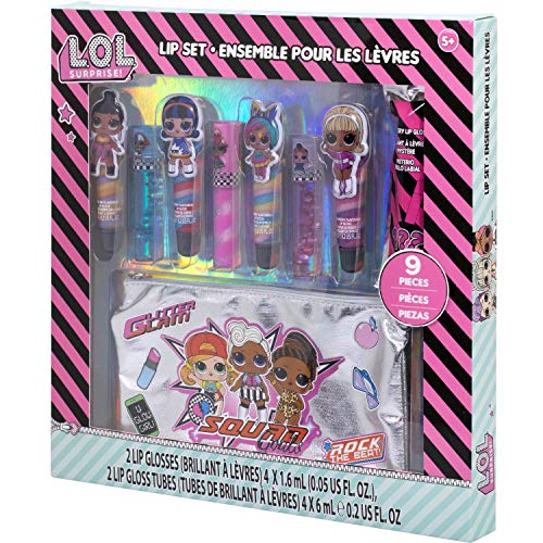 Townley Girl L.O.L. Maquiagem surpresa com 8 brilho labial com sabor para meninas com 1 cor de brilho labial surpresa