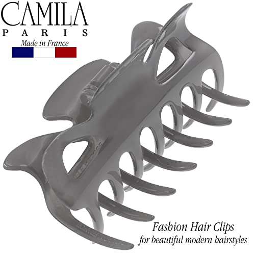 Camila Paris CP3508 Clipe de cabelo francês para mulheres, cinza de 3,5 polegadas para cabelos de volume grosso, garotas da garra