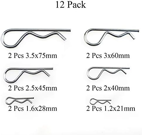 Hao Pro Hitch Pins Clips Cotter Pins Spring Clipe Hair Pins Kit de 12 pacote 6 Tamanhos fortes tensão de mola forte