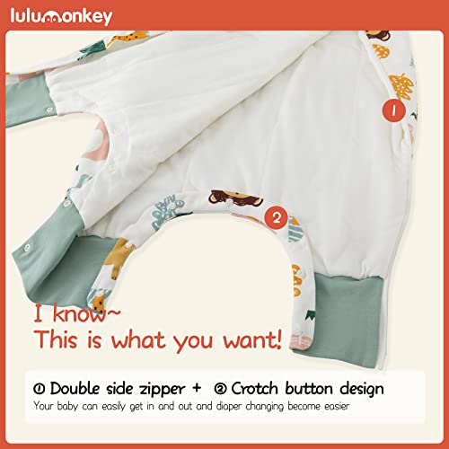 Lulumonkey Toddler Sack Sack com pés 2T 3T, 1,5 TOG Quatro estações Baby vestível cobertor para Walker Early, saco de dormir