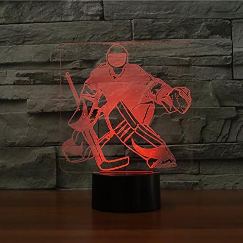 Superiorvznd 3D Ice Hockey Goolie Night Light Remote Control Power Touch Tound Desk TOM