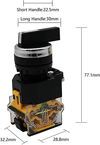 Velore 22mm seletor botão rotativo trava momentânea 2NO 1NO1NC 2 3 Posição DPST 10A 400V Power Switch On/Off